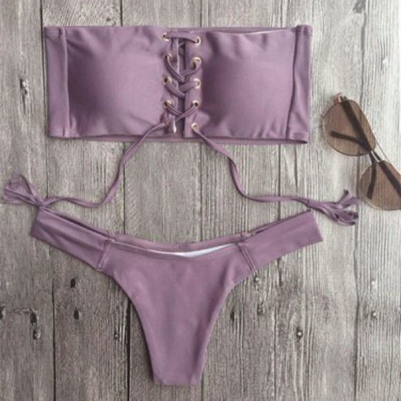 Purple Boho Bandeau Bikini Set, Size Small, NWOT - Picture 3 of 4